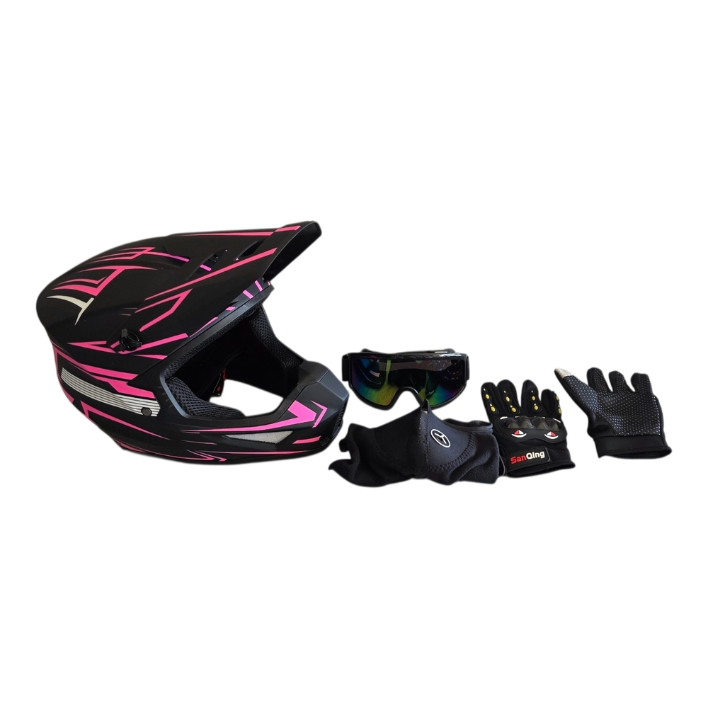Full-Face Helmet Accessory Set in Black and Pink